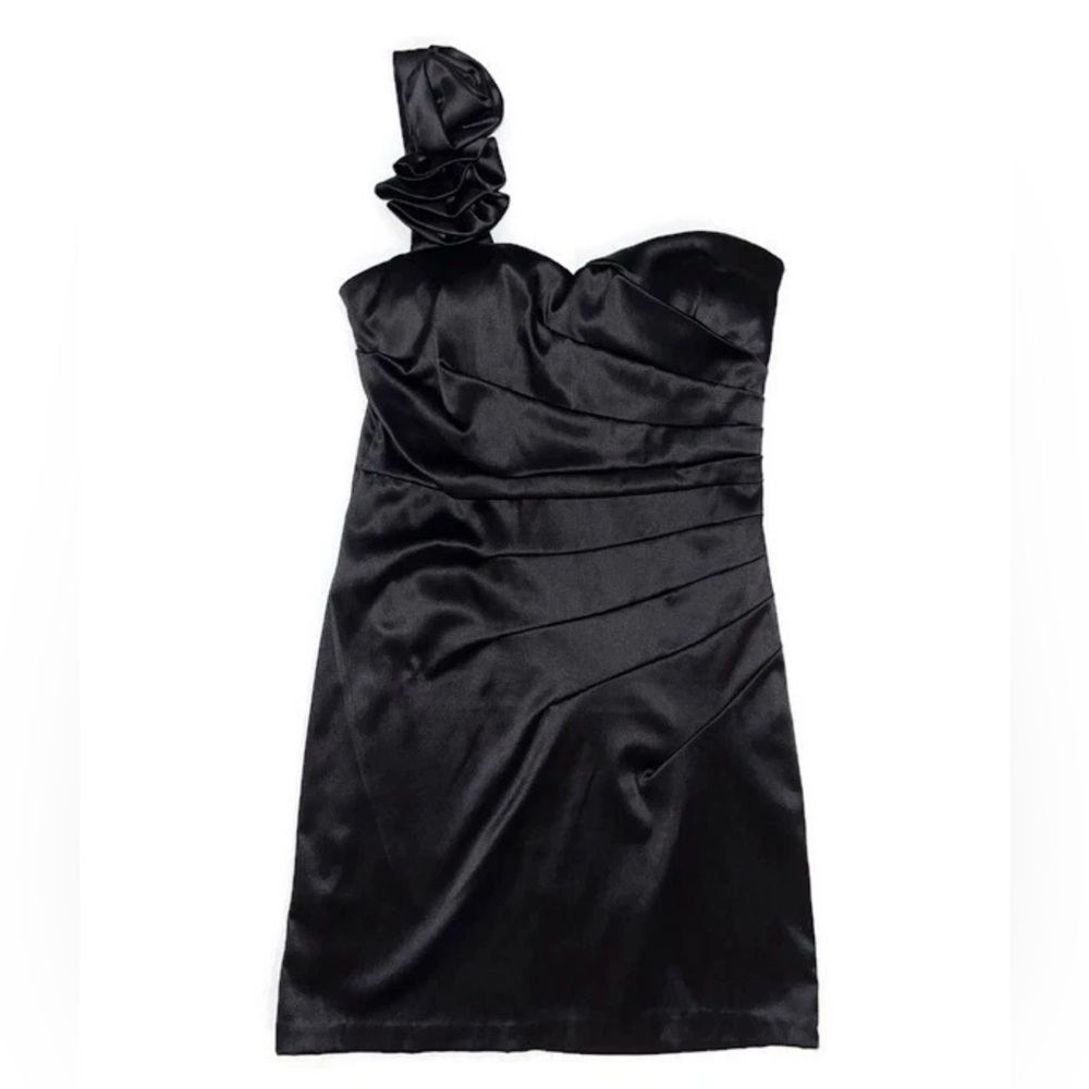 April Juniors Size Medium Black One Shoulder Sleeveless Dress with Padded Cups